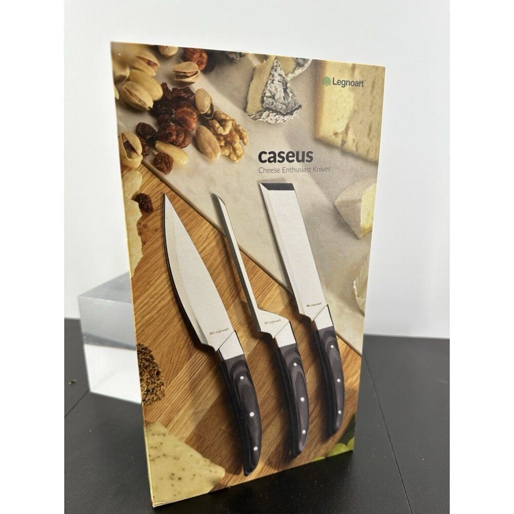 Legnoart  "Caseus"  Cheese Enthusiast Set Of 3 Knives Wood Handle Italy (B-10)